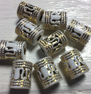 Acrylic Bead Gold/White 12mm 60 grams