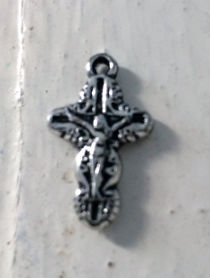 Acrylic Charm Silver Crucifix Cross 24mm R45 +/ 115 pieces