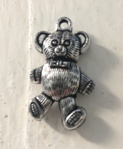 Acrylic Charm Silver Teddy Bear 35mm R45 +/ 20 pieces