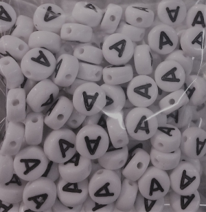 Alphabet Black And White Round 7mm Letter, Choose Your Letter A-Z (50 per Letter) You choose which Letter)