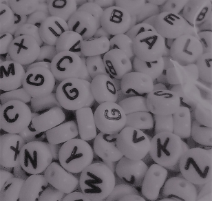 Alphabet Black and White Round 7mm Mixed Pack, 10 of Each Letter A-Z
