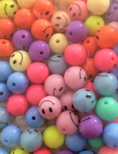 Acrylic Mixed Round Smiley Beads 12mm 80 Grams