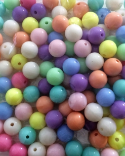 Acrylic Mixed Colours Shiny Round 10mm 80 GRAMS