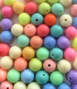 Acrylic Mixed Colours Shiny Round Beads 12mm 80 Grams