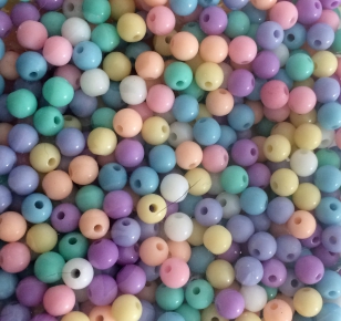 Acrylic Mixed Pastel Round Beads 6mm 80grams