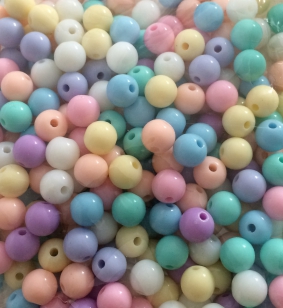 Acrylic Mixed Pastel Round Beads 8mm 60grams