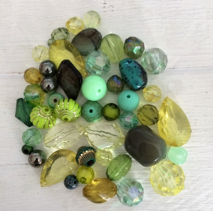An Exciting Assorment of Green Acrylic Beads, great for kids and parties +/ 80 grams