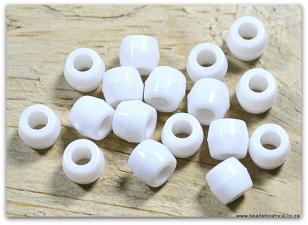 Crow Bead Acrylic White 6 x 8mm  +/- 300pcs *500 gram packs available (+/ 2300 pieces)