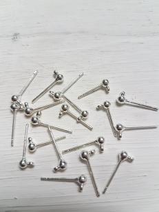 Earring Stud Round with Loop 3mm 50 pieces