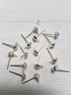 Earring Stud Round with Loop 5mm 50 pieces
