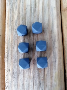 Silicone Hexagon 15mm Dark Grey R70 10 Pieces