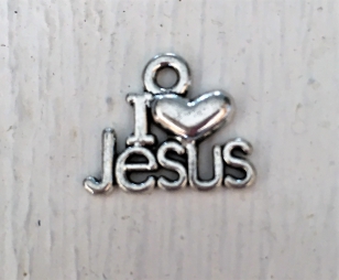 Metal Charm Silver I Love Jesus R35 (15 pieces)