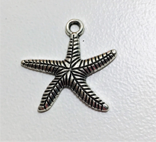 Metal Charm Silver Starfish 26mm R40 (15 pieces)