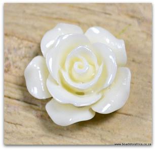 Rose Flower Cream Resin Bead 15mm  10pcs