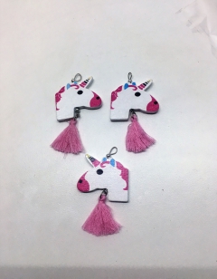 Wooden Painted Unicorn Pendants R40 (5 pieces) 40mm