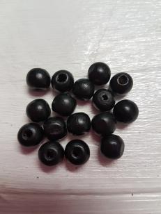 Wood Black Round 10mm 100 grams +/ 300 pieces *500 gram packs available on request