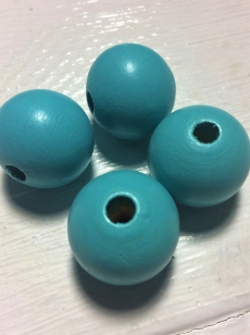 Wood Baby Blue Round 25mm 20 pieces *100 piece packs available on request