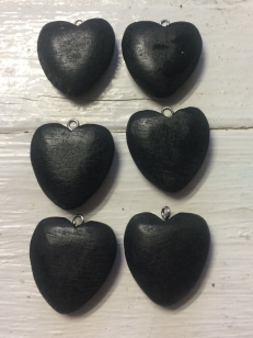 Wood Black Heart 25mm R30 6 Pieces, These hearts are perfect for making Earrings and has a screw top so just add the Earring Hook