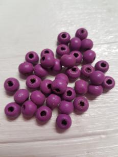 Wood Barney Purple Round 6mm +/ 480 pieces *Kilogram packs available