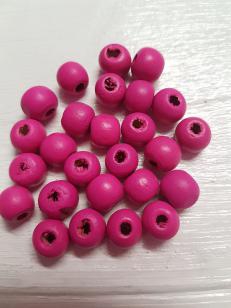 Wood Cerise Pink Round 10mm +/300 pieces *Kilogram packs available