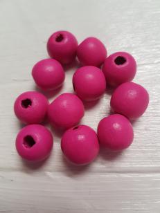 Wood Cerise Pink Round 14mm +/ 86 pieces *Kilogram packs available