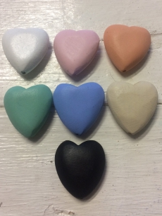 Wood Heart Hole Through 35mm R40 5 pieces *Choose Your Own Colours