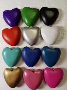 Wood Heart with Top 40mm R40 5 pieces *Choose Your Own Colours