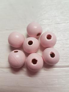 Wood Light Pink Round 16mm +/ 65 pieces *500 gram packs available on request