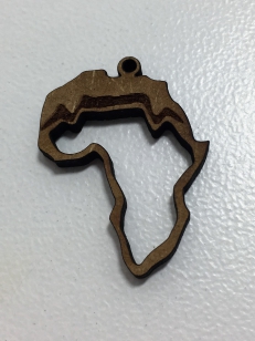 Handcut Laser Wood Charm in the Shape of Africa 30mm R40 (10 pieces) Beautiful for Decor, Tourists, Wedding and Corporate Gifts-We can customize Any Design or Style