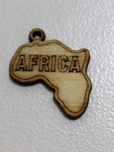 Handcut Laser Wood Charm in the Shape of Africa 20mm R40 (20 pieces) Beautiful for Decor, Tourists, Wedding and Corporate Gifts-We can customize Any Design or Style