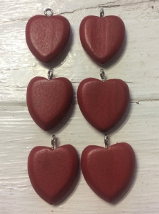Wood Red Heart 25mm R30 6 Pieces, These hearts are perfect for making Earrings and has a screw top so just add the Earring Hook