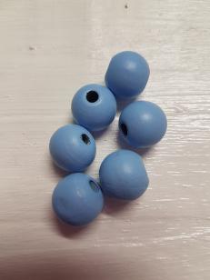 Wood Sky Blue Round 16mm +/ 60 pieces * Wholesale Kilogram packs available