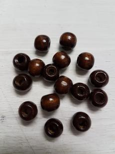 Wood Varnished Brown Round 10mm 100 grams +/ 270 pieces *500 gram packs available