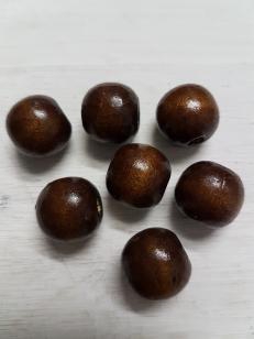 Wood Varnished Brown Round 16mm 100 grams +/ 70 pieces *500 gram packs available