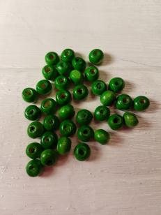 Wood Varnished Green Round 5mm  +/ 760 pieces