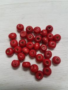 Wood Varnished Red Round 5mm +/ 760 pieces *500 Gram Packs Available (Enquire within)